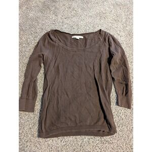 Y2K Old Navy Women's Brown 3/4 Sleeve Scoop Neck Sweater Size M